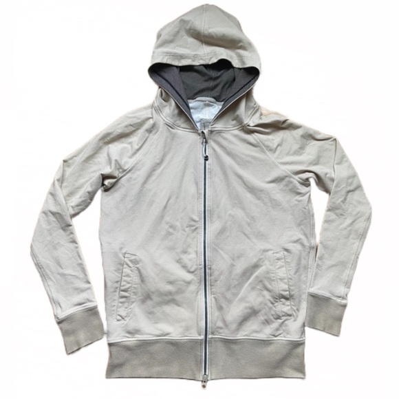 lululemon athletica Tops - LULULEMON FULL ZIP STRIPED CREAM HOODIE / SWEATSHIRT SIZE 6